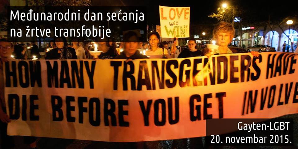 Međunarodni dan sećanja na žrtve transfobije Gayten LGBT